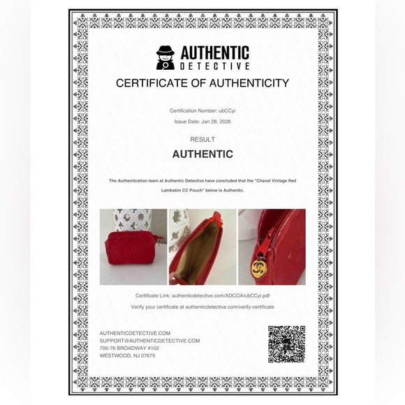 Chanel Vintage Red Lambskin CC Pouch - Picture 15 of 16